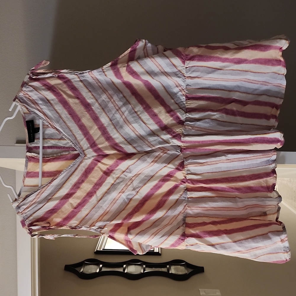 🩷🧡 Lane Bryant Plus Size Linen Tank Top with Shoulder Bows 26/28P 🧡🩷